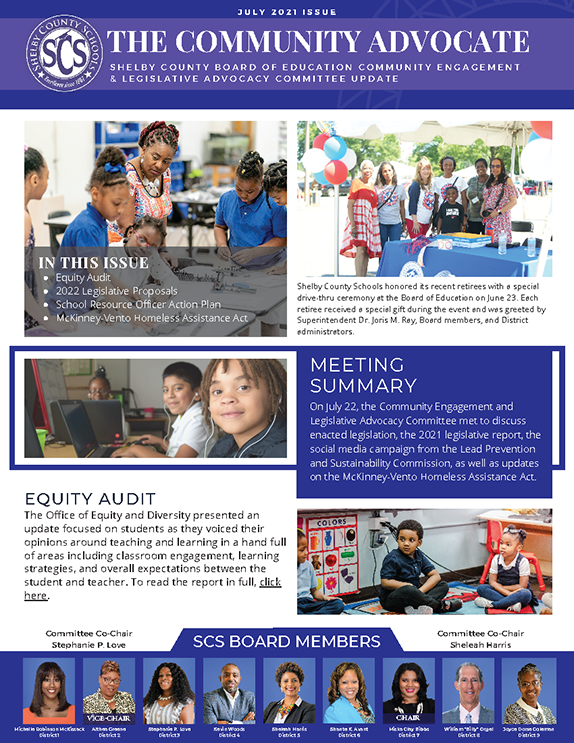 The Community Advocate (Community Engagement & Legislative Advocacy Newsletter) July 2021